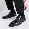 Men Brogues Wedding Dress Dance Shoes Black Brock Carved Leather Shoes Business Formal Shoes Tuxedo Prom Blazers Shoes Large Size