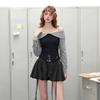 unifree Women's Retro Patchwork Plaid Long Sleeve T-Shirt