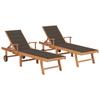 Day and Night - Day and Night Loungers 2 Units Solid Teak Wood with Taupe Gray Cushion