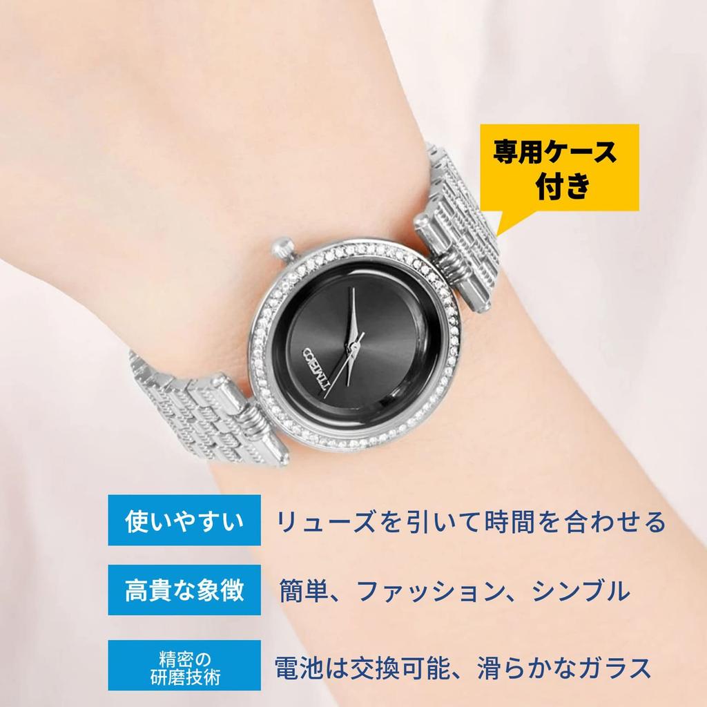 TIME100 Watches for Women Waterproof Watch Battery Operated Analog Watch Cute Stylish with Second Hand Luxury Watch for Women Waterproof Black