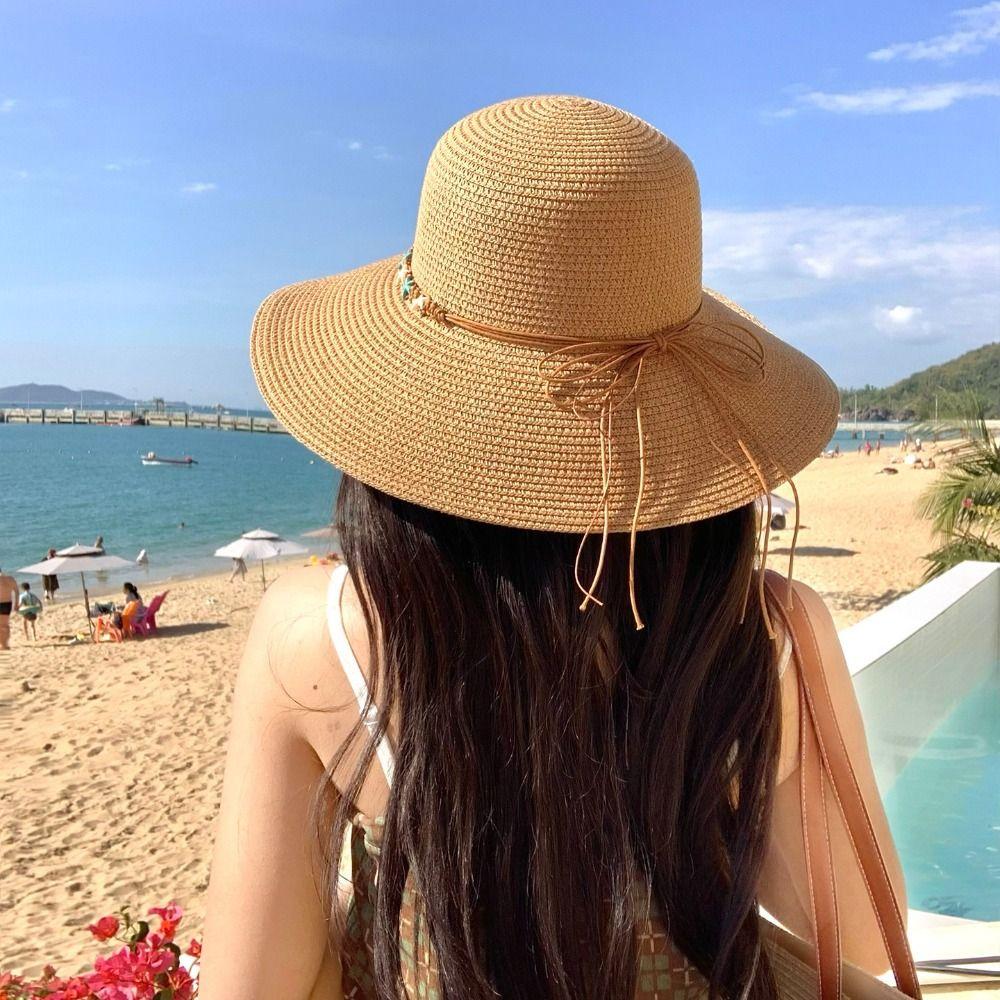 Sun Protection Woven Hat Wide Brim Sunshade Hat New Straw Hat  Seaside Beach