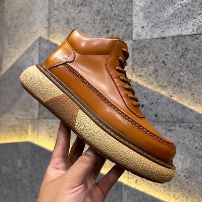 Retro Classic Brown Leather MEN'S Ankle Boots Autumn Winter Chunky Fashion Outdoor Street Sports Casual Male Shoes Botas Hombre