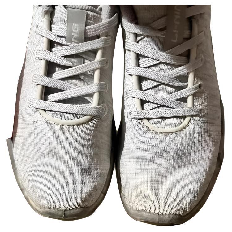Li-Ning Seamless Weaving Shock Absorption Non-Slip Wear-Resistant Lightweight Breathable Low-Top Running Shoes Men Sneakers White Gray AGLN141-4