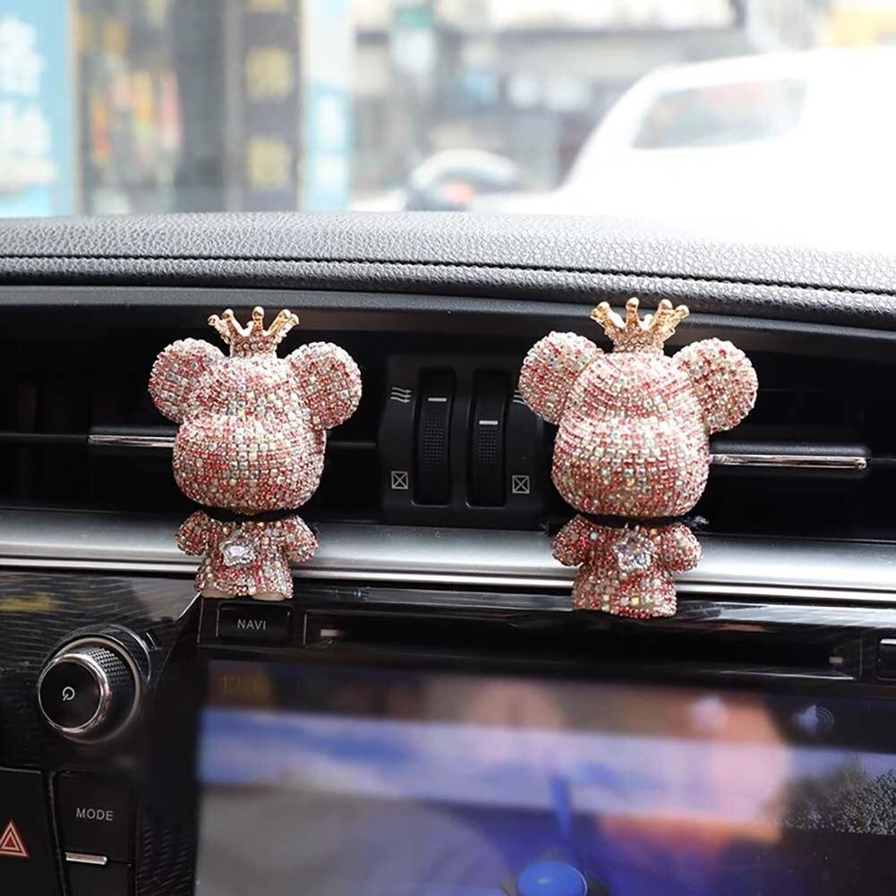 Creative Crown Diamond Cute Bear Car Fragrance Perfume Clip Air Outlet Aroma Air Fresher Decoration Accessories Aromatherapy