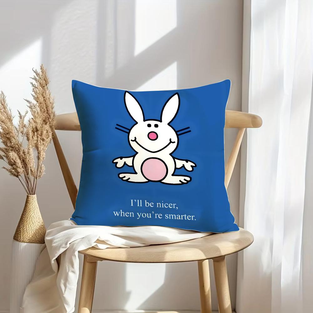Cute Rabbit Cushion Cover Soft Plush Throw Pillow Cover | Double-Sided Decorative Cushion Case | Sofa Bedroom Home Decor