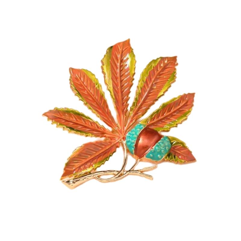 Vintage Style Enamel Autumn Leaf Brooch Handcrafted with User Friendly Materials for Fashionable Women and Nature Lovers