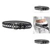 Retro Double Prong Metal Belt With Perforated Pattern For Street Style Look