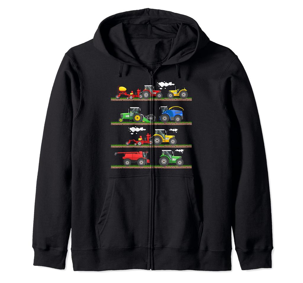 Tractors, Combines, Farm Machinery Zip Hoodies