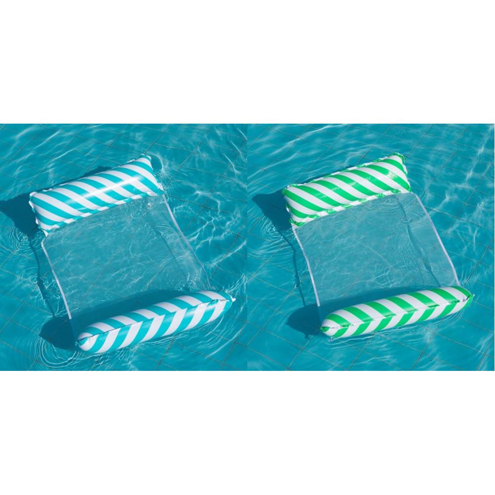 Floating Water Hammock Float Lounger Inflatable Pool Mat Floating Bed Chair Foldable Bed Swimming Air Mattress Pool Accessories