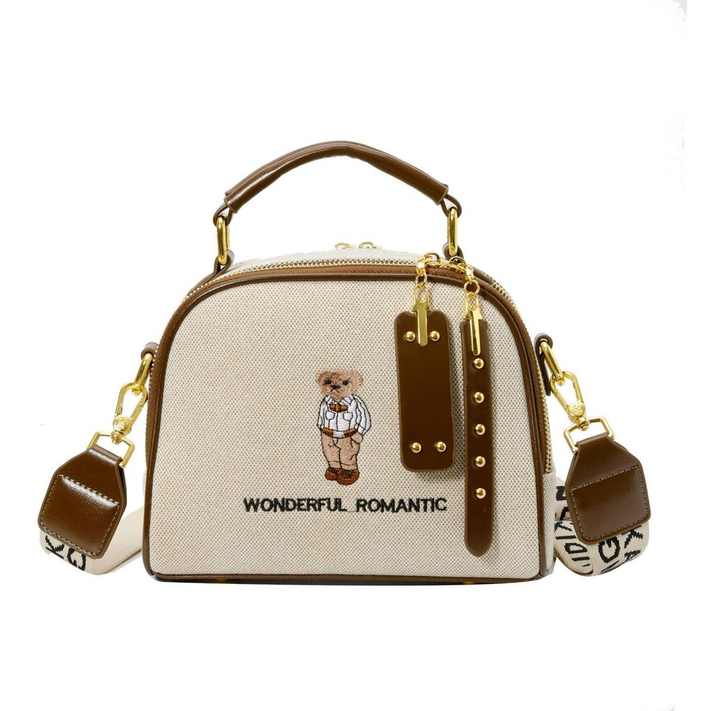 2026 New Bear Embroidery Women's Versatile Crossbody Shoulder Bag