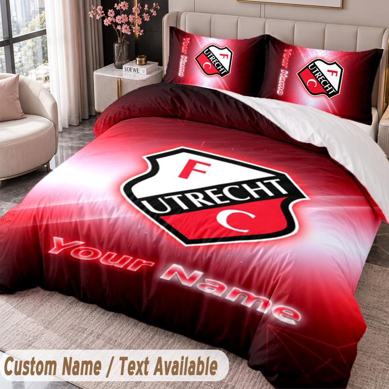 FC Utrecht Printed Bedding Set Custom Name Text 1 Duvet Cover 2 Pillowcases For Bedroom