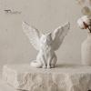 Small Decorative Figures Angel Cat Desk Ornament, Matte White 3D Printing Figurine, Minimalist Cute Animal Figurines Winged Sculpture for Home Office