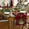 Selling Christmas Table Runner Christmas Plaid Snowflake Jesus Pattern Anti -Fouling Table Decoration  Year Table Runner