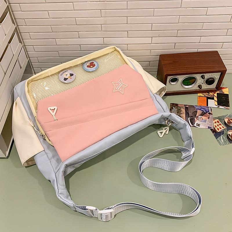 Yiran Jewelry Ring Crossbody Tas Japans Ins Grote capaciteit Veelzijdige Messenger Bag Effen Kleur Transparant Casual Schoudertas voor Dames . gray
