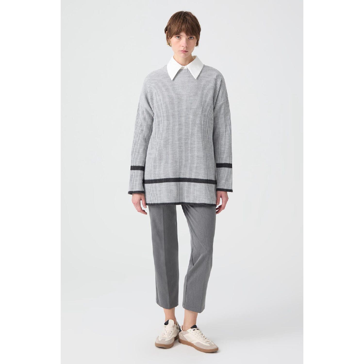 

Stripe Detailed Knitwear Tunic S серый
