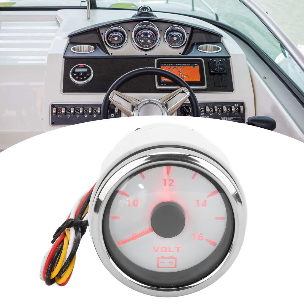 52mm Marine Voltage Gauge 8‑16V Pointer 7 Colors Backlight IP67 Waterproof Voltmeter for Boat RV Car 9‑32V