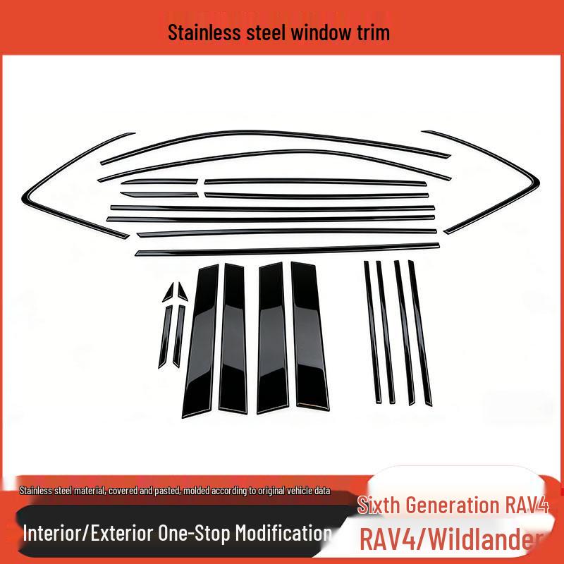 

Compatible with 26 Toyota RAV4 Models: Sixth Gen Velanda Exterior Door Panel Decorative Strips. Door Edge Strips (4 pieces)