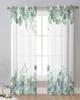 Spring Watercolor Plant Eucalyptus Leaves Sheer Curtains for Living Room Decoration Window Curtains Kitchen Tulle Voile Curtains