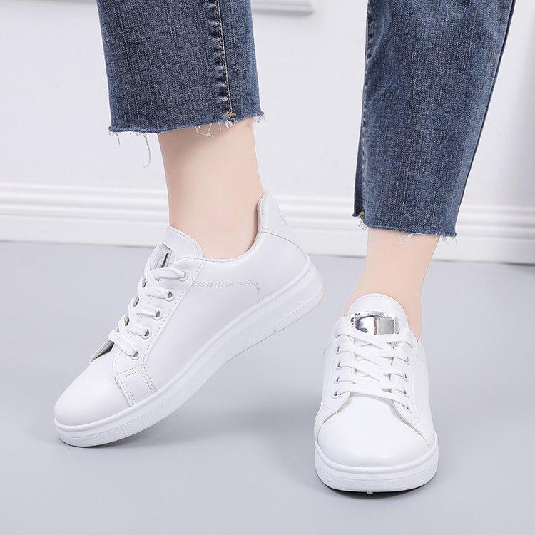2025 spring and summer new women's shoes PU leather surface breathable sports style casual shoes board shoes student white shoes INS low top