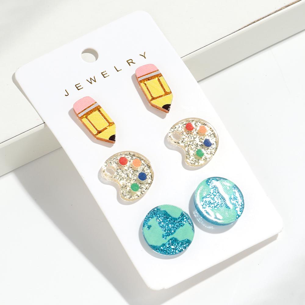 Creative Pencil Love Letter Number Acrylic Print Drop Earrings for Women School Teacher s Day Graduation Season Jewelry New Gift
