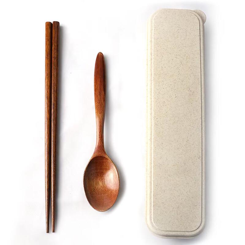 Japanese Style Wooden Portable Chopsticks & Spoon Set Size 0