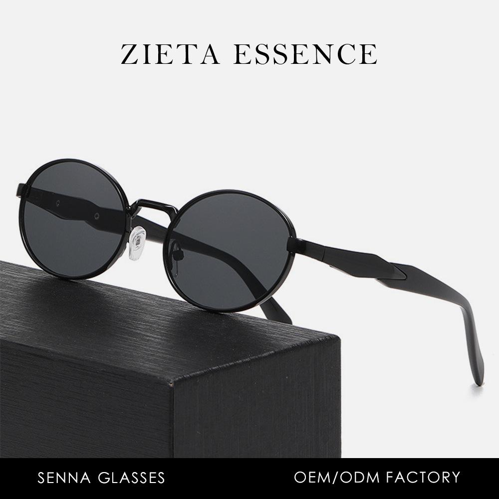 British Retro Oval Metal Sunglasses Uv Protection Classic Street Photography Trend Sun Eye