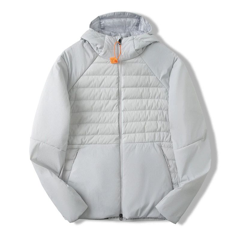 Niaojia Outdoor Lightweight Jacket down Coat Men s Winter Hooded Cotton Jacket Export Men s Cotton Coat Light Gray S