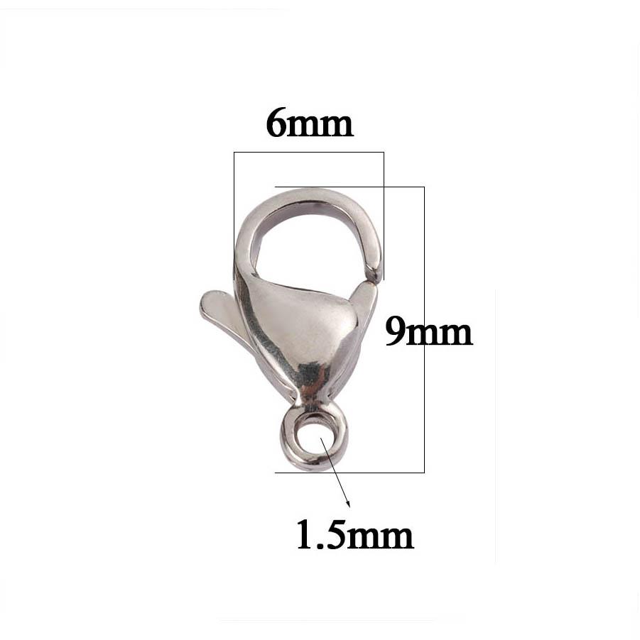 20pcs 9/10/12/15mm Stainless Steel Lobster Clasps Jewelry Finding DIY Clasp Hooks Necklace & Bracelet Chain Jewelry Components