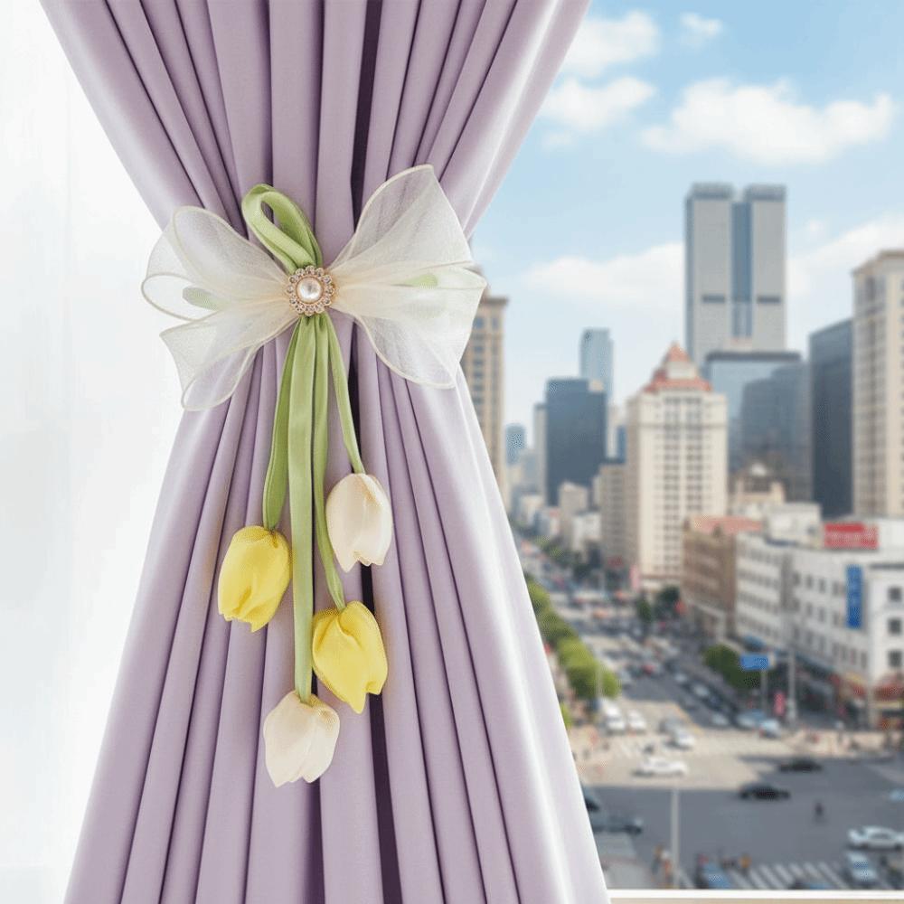 Romantischer Tulpenband Vorhang-Krawattenhalter Handgemacht Süßer Stil Vorhänge Kordel zur Befestigung Dekorative Vorhanghalterung Florale Kordel zum Binden