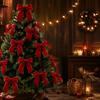 Easy Fix Bows with Cable Ties 10Pcs Velvet Christmas Bows, 11x12.5cm Large Ribbon Ornament Built-in Tie Decorative for Tree Xmas And Wreath Gift Box,
