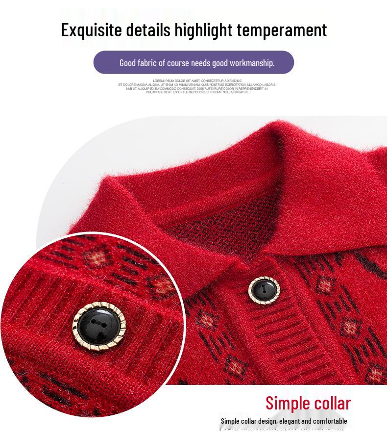 Cardigan a maglia autunnale/invernale da donna anziana