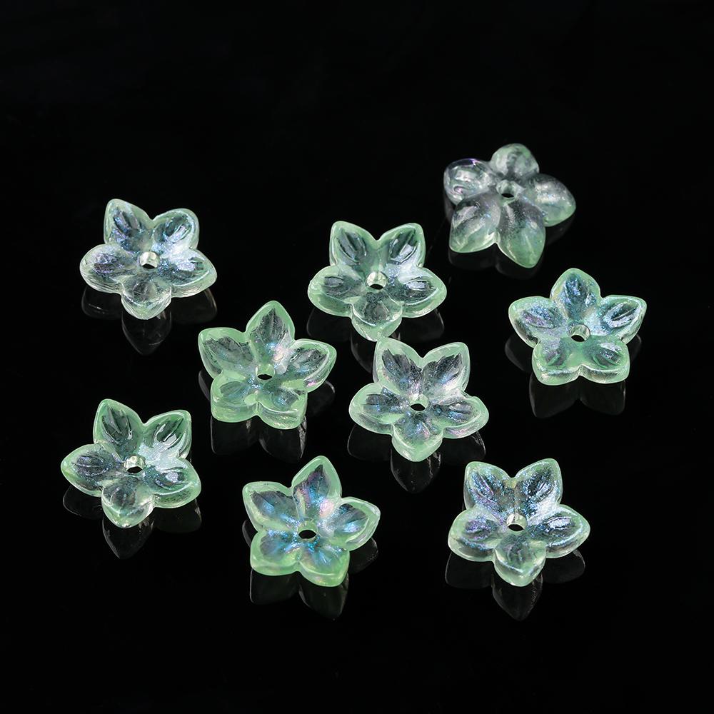 20pcs Glass Flower Shaped Beads Caps Five Petaled Flowers Loose Spacer Beads for DIY Jewelry Making Bracelet Necklace Supplies