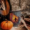 Bigfoot Forest Fire Mug, 3D Vintage Sasquatch Bigfoot Outdoor Coffee Gifts Cup Campfire Mug for Camping Kitchen Cryptid Believers Nature Lovers Mounta