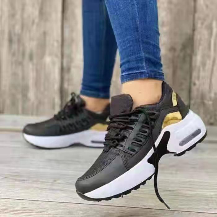 Spring/Summer 2022 Women's Plus Size Sporty Casual Fly-Knit Wedge Heel Lace-Up Mesh Shoes