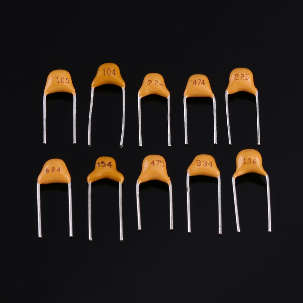 500pcs 10 Values Monolithic Multi Layer Ceramic Capacitors 0.1microfarad   10microfarad With Storage Box