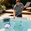 Outdoor Wasseroberflächenreiniger Poolkescher mit 5-teiligem Stiel, Feinmaschiges verstellbares Schwimmnetz, Laubfänger Whirlpool-Rechen zur Reinigung