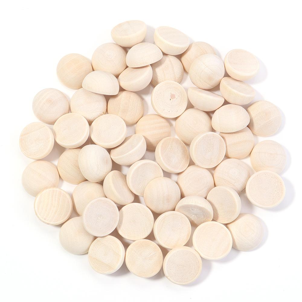 5-50pcs Natural Half Round Wooden Beads 10-50mm Half Unfinished Wood Balls Split Wood Beads For DIY Crafts Toy Home Decoration