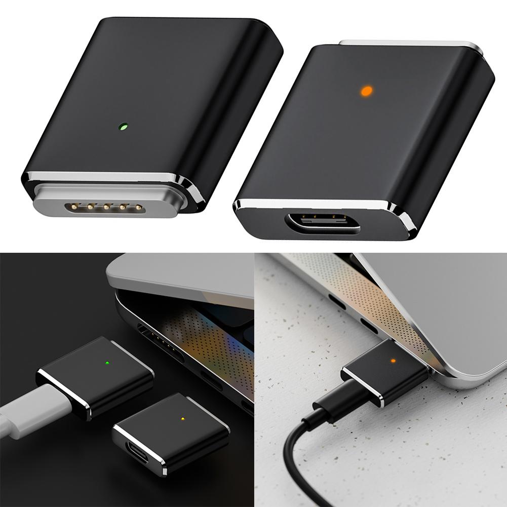 100W Type-C Female To Magnetic 3 Adapter with LED Indicator PD3.1 Fast Charging Converter for MacBook Air/for MacBook Pro