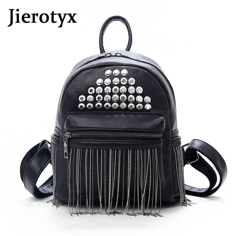 Rivets Women Backpack Female Tassel Anti Theft School Bag Backpacks for Adolescent Girls Bagpack