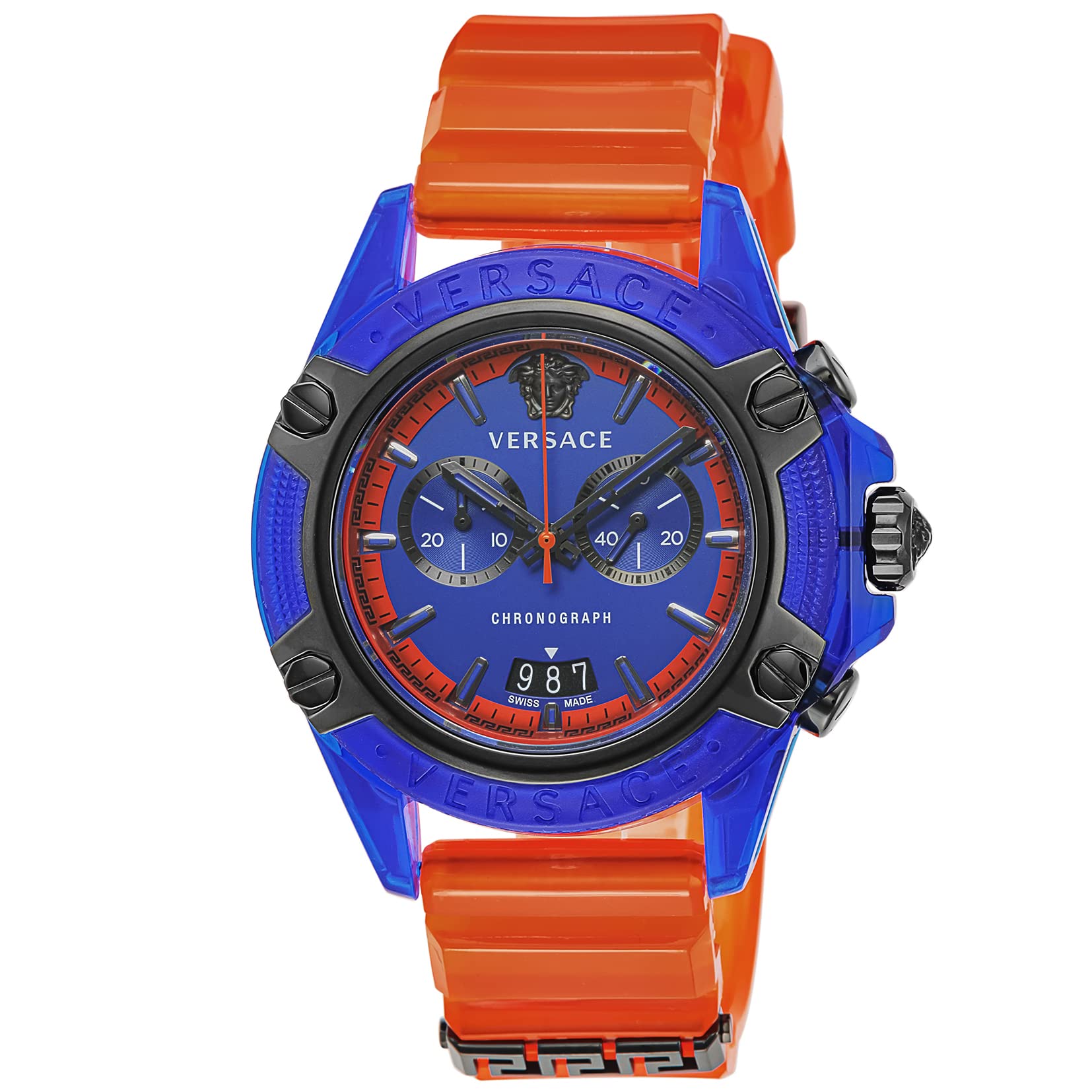 

Watch ICON ACTIVE Blue Dial Quartz Daily Waterproof Sapphire Glass VEZ700922 Orange [Versace] 49.5mm Men s [Item]