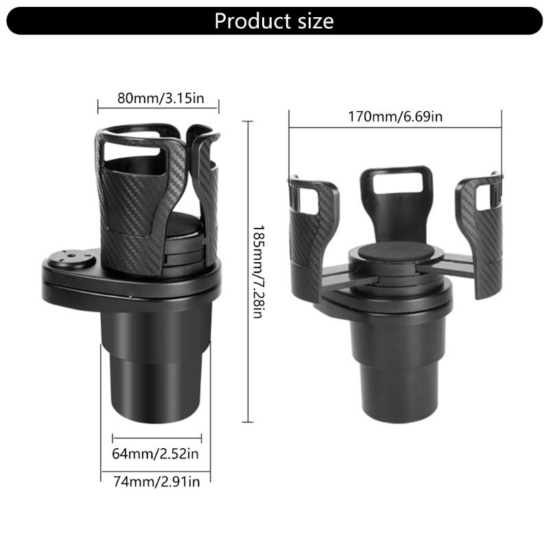 Car Drink Beverage Storage Solution Flexible Adjustment Carbon Fiber Look 360 Degree Rotating Base for Frequent Drivers