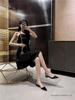 Women's Nude Pointed Toe Chunky Heel Rivet Flats - Patent Leather Closed Toe Sandals for 2025 Spring & Autumn