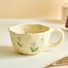 Ins Korean Style Ceramic Mugs Coffee Cups Hand Pinched Irregular Flower Milk Tea Cup Oatmeal Breakfast Mug Drinkware Kitchen