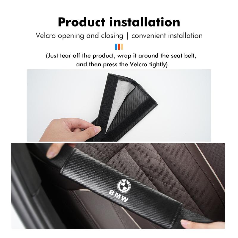 BEKV7 Car Seat Belt Carbon Fibre Shoulder Protection Pad Accessories For BMW M Sport M2 M3 M4 M5 M6 E46 E90 E60 F10 F20 E87 X3 X6