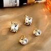Stylish retro double-sided champagne square glass ear buckle high-end geometric niche design versatile earrings earrings