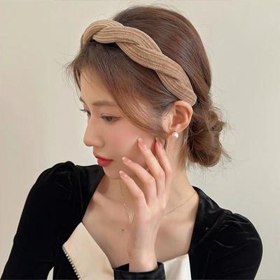 Fashion Women's And Girls Soft Braided Fleece Fabric Headbands Toothed Hair Hoops for Ladies Hair Accessory