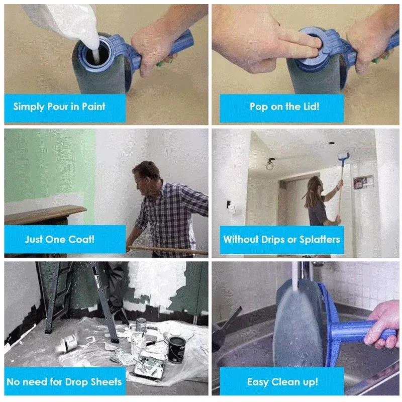 Paint Stick Roller PP and Sponge Paint Edger Tool for Walls with Ergonomic Handle Convenient Paint Brushes for Household Tools