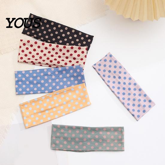 Sweat Absorbing Yoga Headband Retro Polka Dot Headbands for Women, Elastic Soft Hair Bands, Breathable Fitness Cute Stretchy Warp Accessories Workout