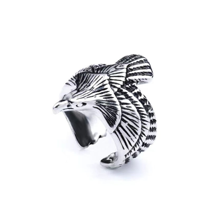 New Retro Trend Jewelry Steel Color Eagle Ring Flying Eagle Ring