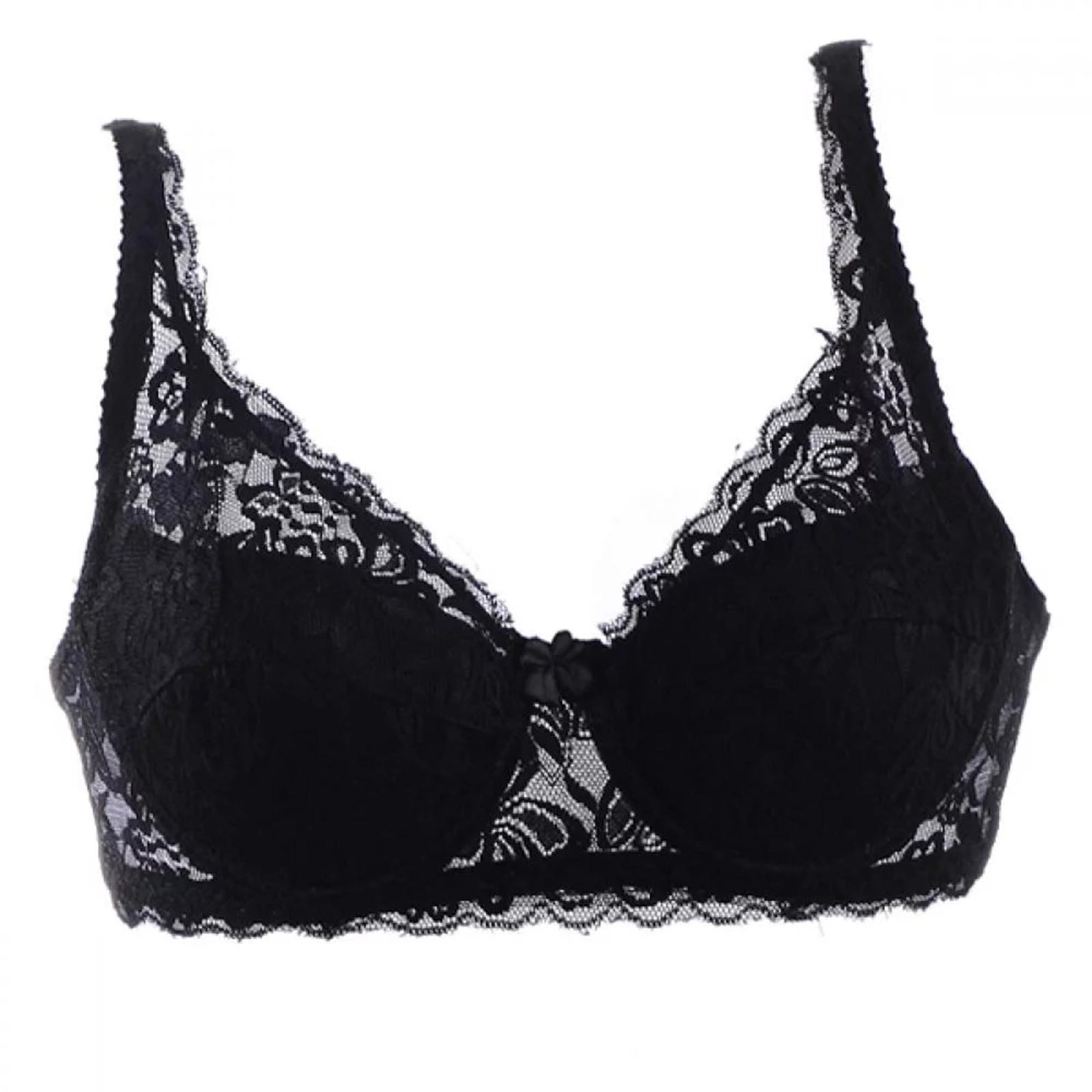

New Women Plus Size V Neck Underwear Lingerie Sexy Vest Crop Wire Free Bra 80B чорний
